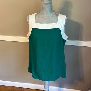 Green and white sleeveless BR blouse